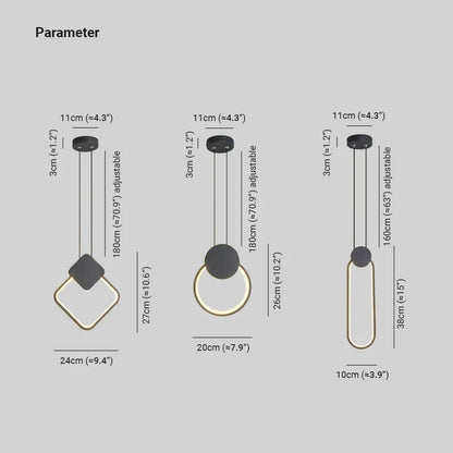 Doria Modern LED Pendant Light Black/White Metal Living Room