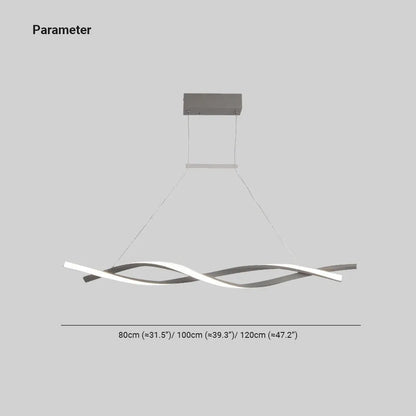 Arisha Pendant Light Linear Double Wave Modern, Metal, Black/Grey, Bedroom