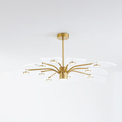 Arisha Art Deco Leaf Metal/ Chandelier, Gold