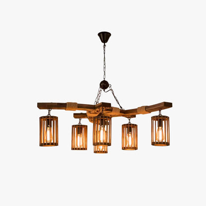 Epoch Retro LED-Kronleuchter aus Holz für Restaurant/Wohnzimmer/Bar