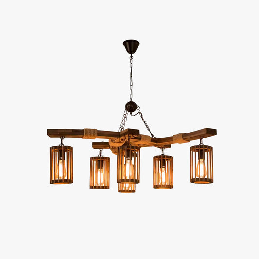 Lampadario LED d'epoca retrò in legno per ristorante/soggiorno/bar