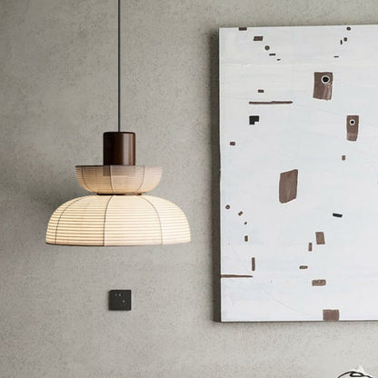 Ritta Pendant Light Neutral Paper Modern  Fabric White