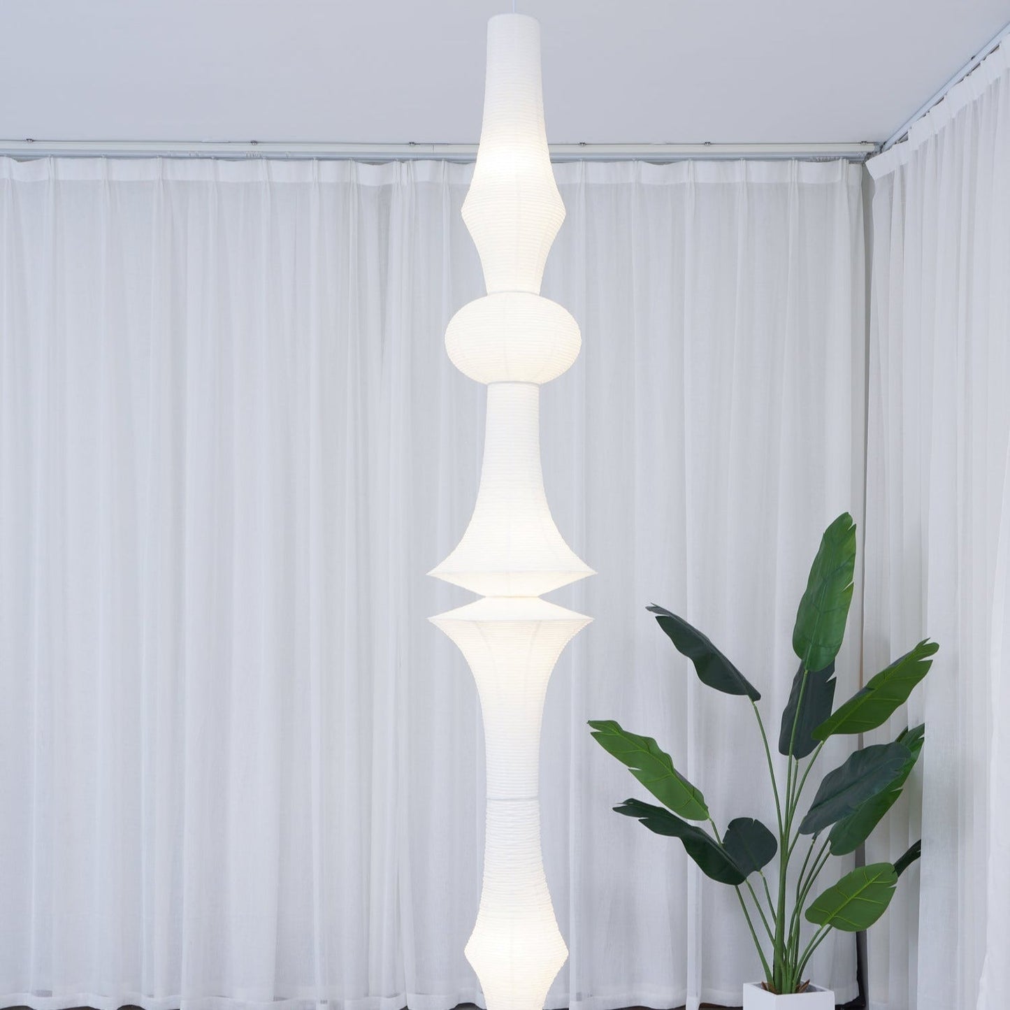 Faye Sculptural Paper Vertical Pendant Light