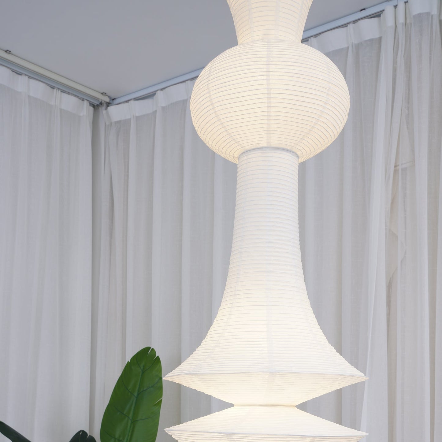 Faye Sculptural Paper Vertical Pendant Light