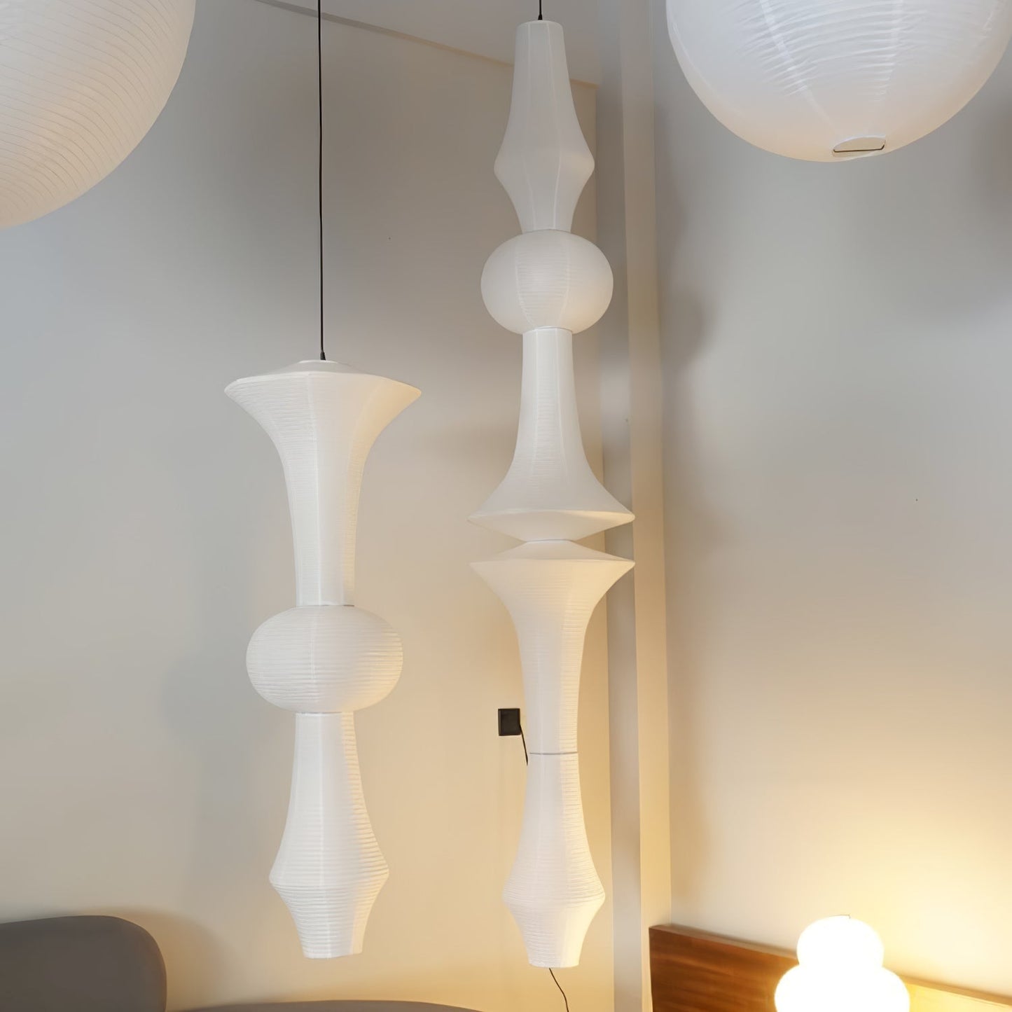 Faye Sculptural Paper Vertical Pendant Light