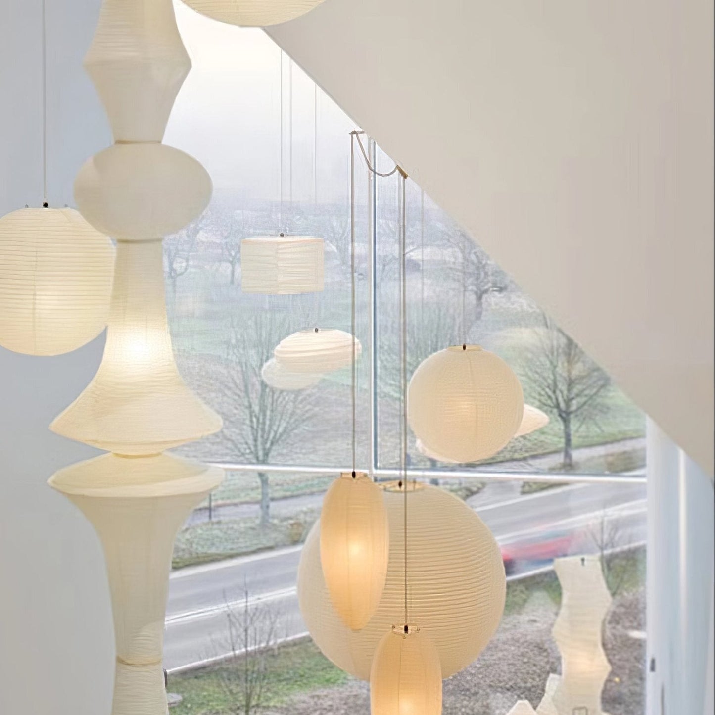 Faye Sculptural Paper Vertical Pendant Light