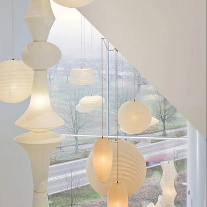 Faye Sculptural Paper Vertical Pendant Light