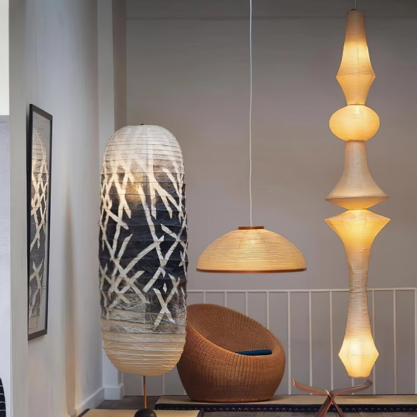 Faye Sculptural Paper Vertical Pendant Light
