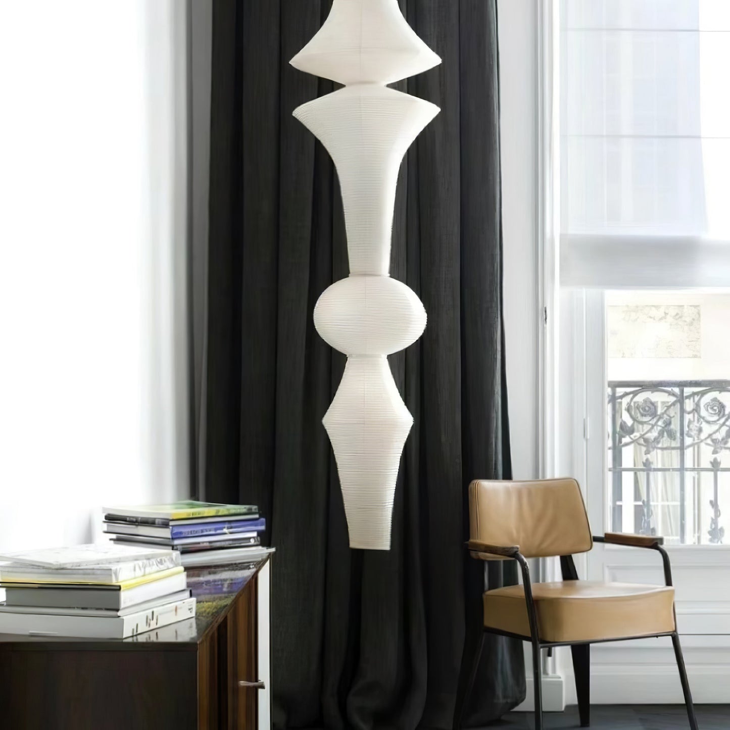 Faye Sculptural Paper Vertical Pendant Light