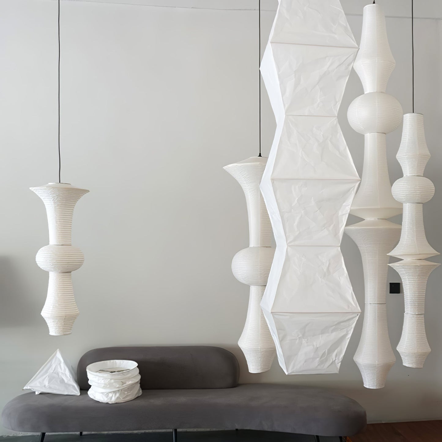 Faye Sculptural Paper Vertical Pendant Light