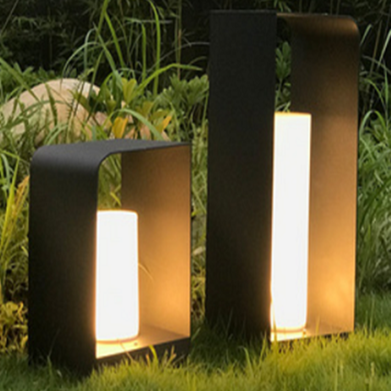 Ray Minimalistische Cuboid Candle Solar-Außenstehleuchte Schwarz