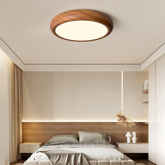 Plafonnier rond Grena effet bois