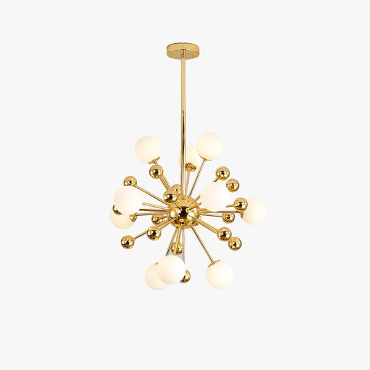 Lampadario LED Valentina Nordic Firework in metallo dorato per soggiorno