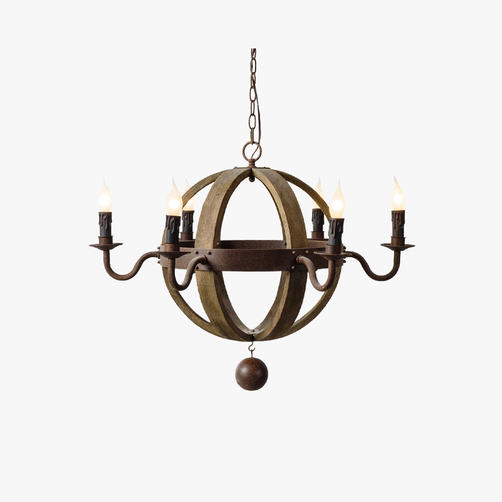 Silva Rustic Pendant Light Wood Metal Corridor Restaurant