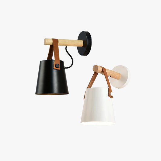 Alessio Moderne conische metalen houten binnenwandlamp slaapkamer