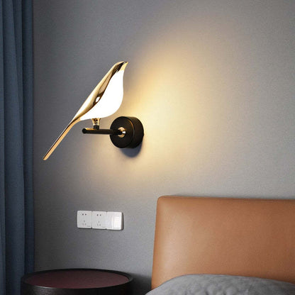 Arisha Minimalistische Elster-Vogel-Wandlampe aus Metall, Schlafzimmer