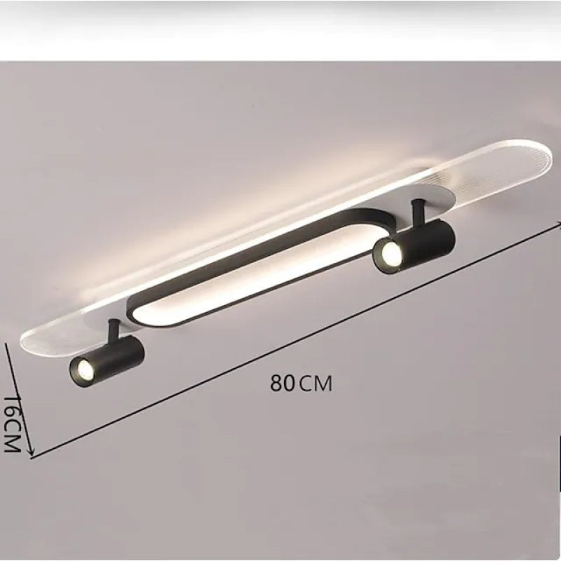 Aim Moderne rechteckige LED-Deckenleuchte aus Metall, Schwarz/Weiß