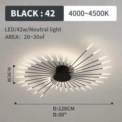 Wesley Flush-Mount Ceiling Light Fireworks, Black/Gold
