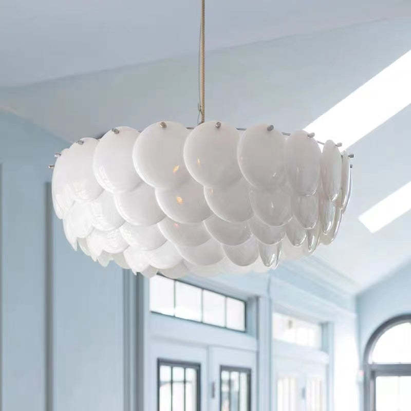 Arisha Wihte Lustre Art Déco, Feuille de Céramique et Métal