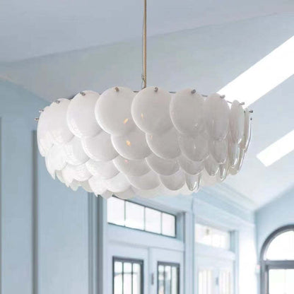Arisha Wihte Lustre Art Déco, Feuille de Céramique et Métal