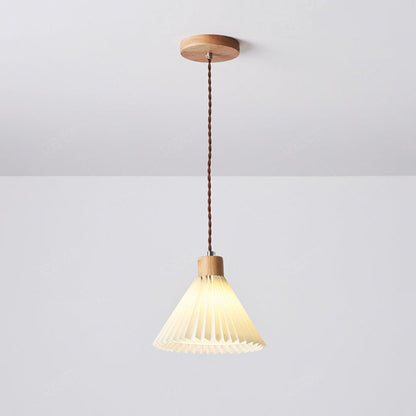 Muto Pendant Light Umbrella Shape Art, Wood, White, Bedroom