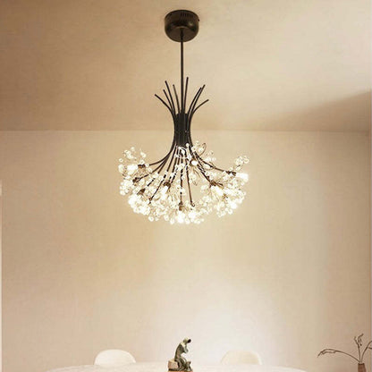 Arisha moderner Art-Deco-Kristall-Sputnik-Kronleuchter, Schwarz/Gold