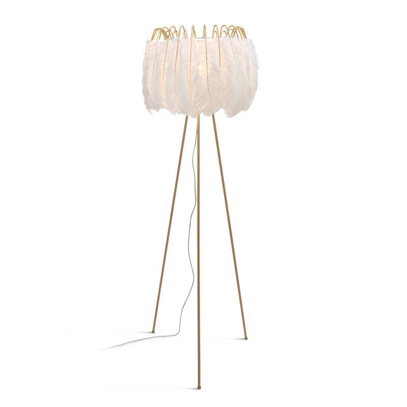 O'Moore Artistique Trépied Plume Lampadaire Blanc