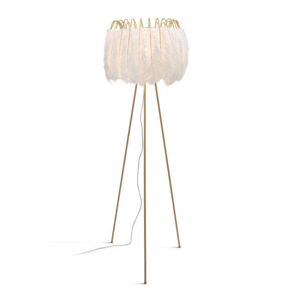 O'Moore Artistique Trépied Plume Lampadaire Blanc