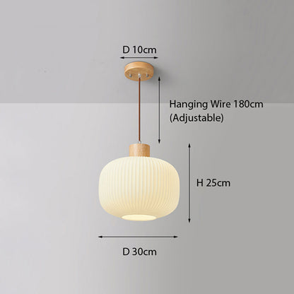 Muto Modern Wood/Glass Pendant Light, White