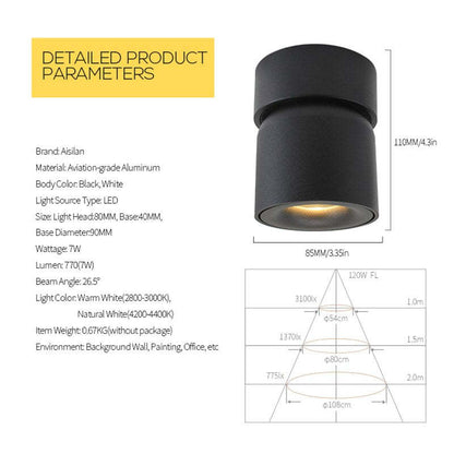 Plafonnier LED encastré Kilo Spotlight, noir/blanc