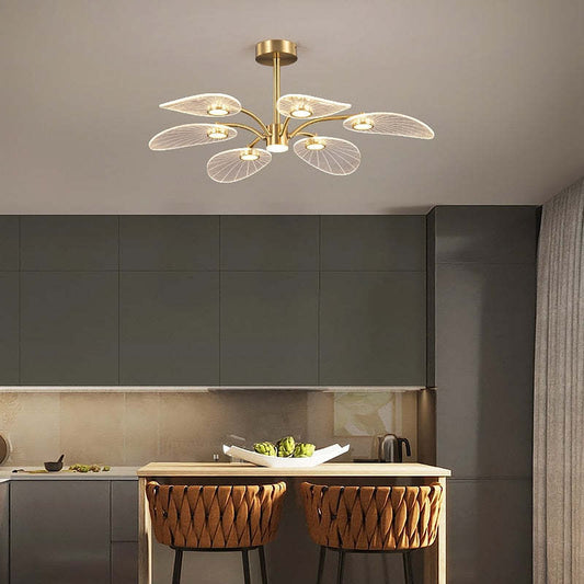 Arisha Art Deco Blattmetall/Kronleuchter, Gold