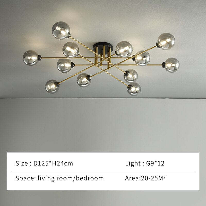 Valentina Lustre globe industriel en verre LED, 6 styles