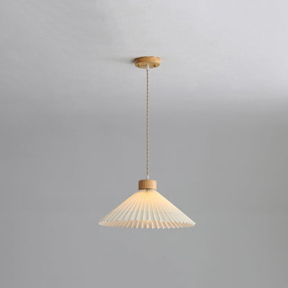 Muto Pendant Light Umbrella Shape Art, Wood, White, Bedroom