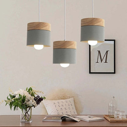 Valentina Modern Can Shape Metal/Wood Pendant Light