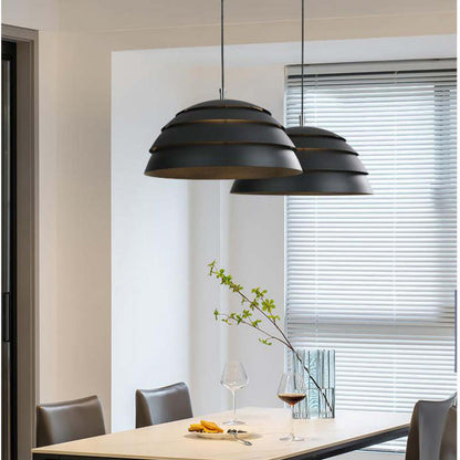 Arisha Design Semi-Globe Metal Pendant Light, Black/White