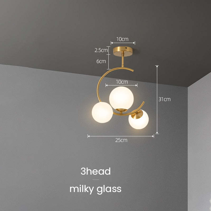 Valentina Modern Glass Globe Pendant Light, Metal & Glass, 3 Style