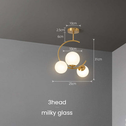 Valentina Modern Glass Globe Pendant Light, Metal & Glass, 3 Style