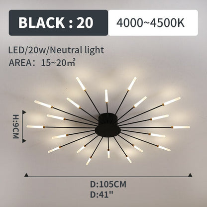 Wesley Flush-Mount Ceiling Light Fireworks, Black/Gold