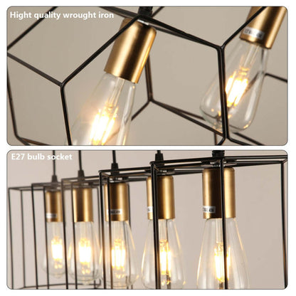 Arisha Lampe suspendue rustique à 3/5 lumières avec géométrie de ferme, noir