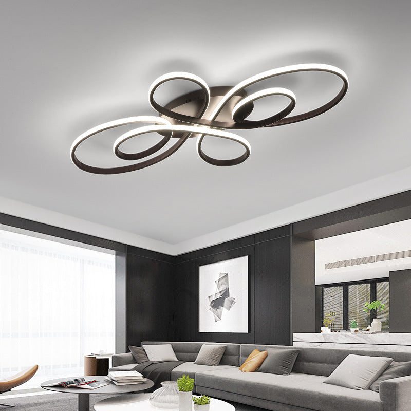 Plafonnier Brisa Moderne Multi-Anneaux LED Encastré, Marron/Blanc