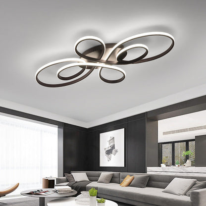 Plafonnier Brisa Moderne Multi-Anneaux LED Encastré, Marron/Blanc