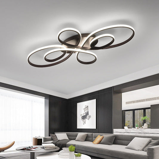Brisa Modern LED Multi Rings Flush Mount Ceiling Light, Brown/White