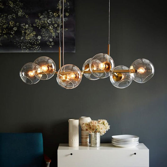 Valentina Modern Glass Globe Bubble Pendant Light Black/Gold