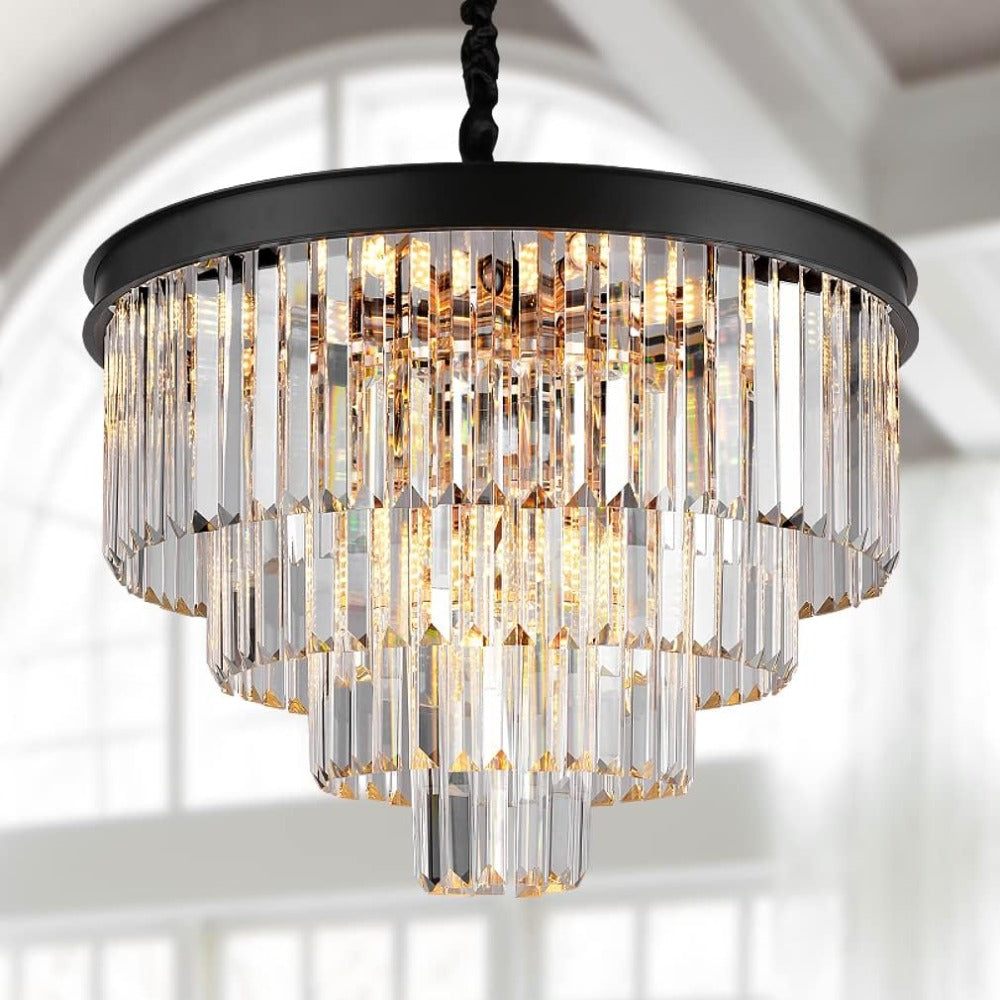 Arisha moderne LED decoratieve luxe hanglamp kristal metaal zwart/gouden ring slaapkamer/woonkamer