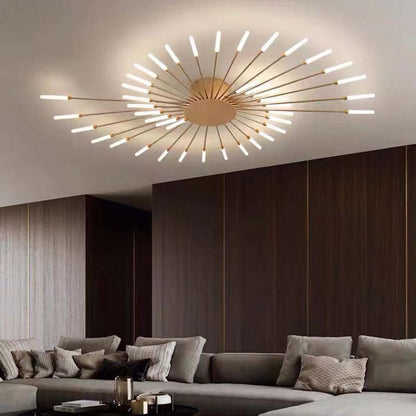 Wesley Flush-Mount Ceiling Light Fireworks, Black/Gold