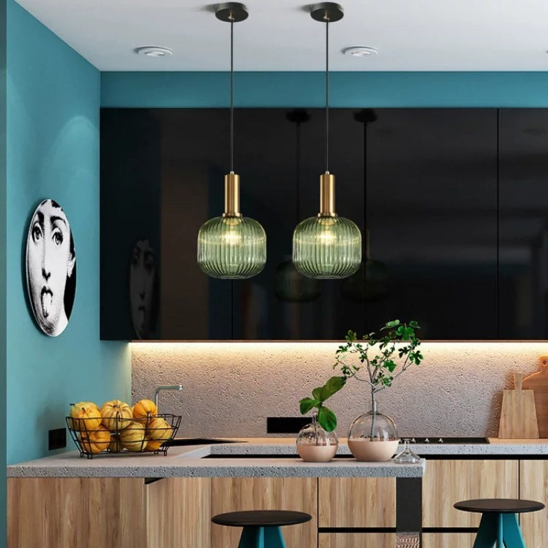 Valentina Pendant Light Crystal, Moru Glass, Cognac/Green/Grey, Kitchen Island