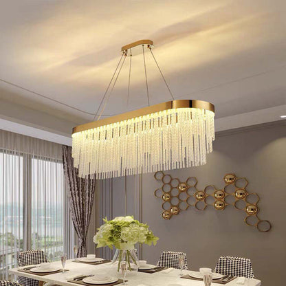 Kristy Modern Spiral Crystal Ring /Rectangle Chandelier, Gold
