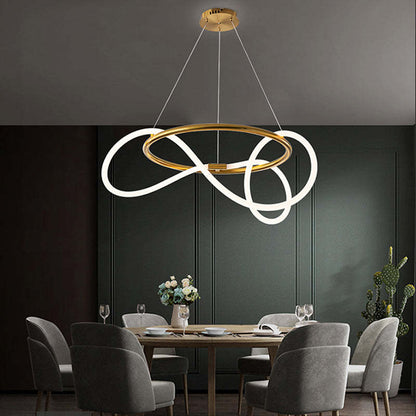 Arisha Curved & Linear Semi Flush Mount Ceiling Light, Gold