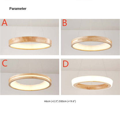 Muto Modern Ring Wood Pendant Light
