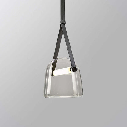 Valentina Modern Nordic Leather/Glass Pendant Light, Grey/White